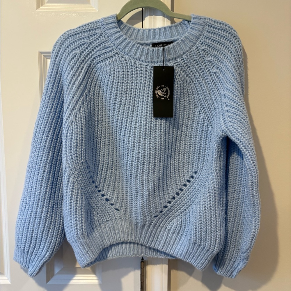 S. Christina Blue Cashmere Sweater NWT - Picture 3 of 8